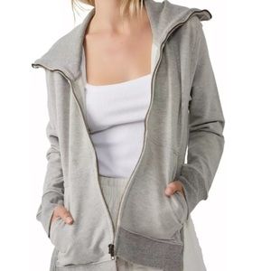 Free People Baseline Long Sleeve Wing Collar Zip Front Jacket